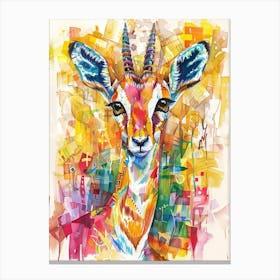 Gazelle Colourful Watercolour 4 Canvas Print