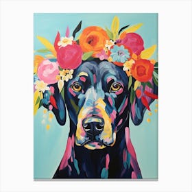 Labrador Retriever Portrait With A Flower Crown, Matisse Painting Style 3 Canvas Print