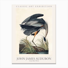 Great Blue Heron, Birds Of America, John James Audubon Poster Canvas Print