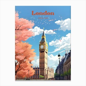 London England Spring Modern Travel Illustration Canvas Print