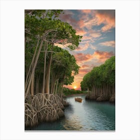 Mangrove Forest At Sunset Canvas Print