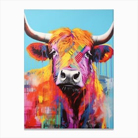 Highland Cow Screen Print Inspired 2 Canvas Print