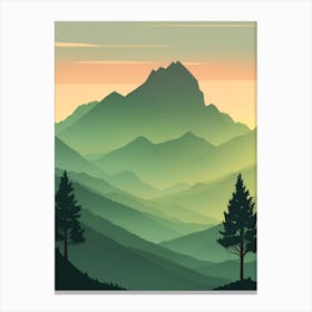 Misty Mountains Vertical Composition In Green Tone 75 Canvas Print