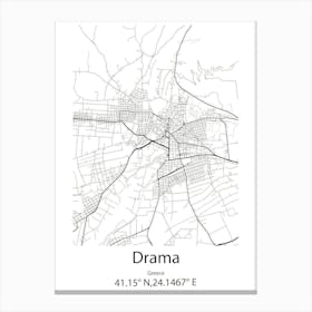 Drama,Greece Minimalist Map Canvas Print