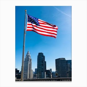 American Flag Stars Stripes Detailing Rippling In The Wind Resonates With Patriotic Glory Against (5) Canvas Print