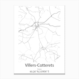 Villers Cotterets,France Minimalist Map Canvas Print