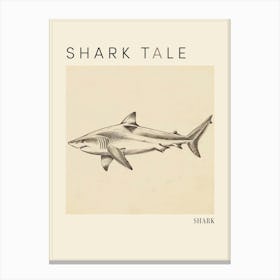 Vintage Shark Pencil Illustration 7 Poster Canvas Print