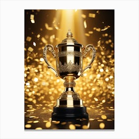 Golden Trophy On A Black Background Canvas Print