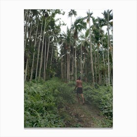 Man Walking Through The Jungle Canvas Print