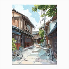 Kanazawa Japan 3 Retro Illustration Canvas Print