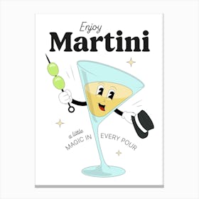 Martini retro cocktail print Canvas Print