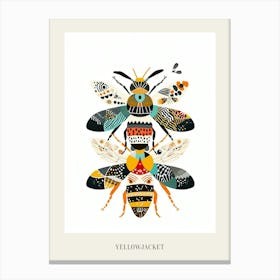 Colourful Insect Illustration Yellowjacket 1 Poster Canvas Print