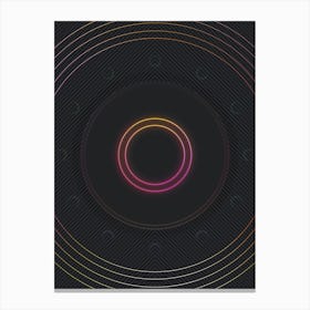 Neon Geometric Glyph in Pink and Yellow Circle Array on Black n.0113 Canvas Print