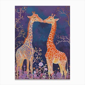 Lilac Giraffe Watercolour Style Illustration 9 Canvas Print