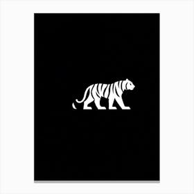 Royal Bengal Tiger Silhouette Minimalist Style Sharp Contrast Between Subject And Background Nega Canvas Print