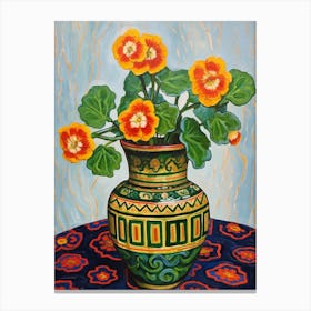 Flowers In A Vase Still Life Painting Portulaca 3 Canvas Print