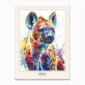 Hyena Colourful Watercolour 3 Poster Canvas Print