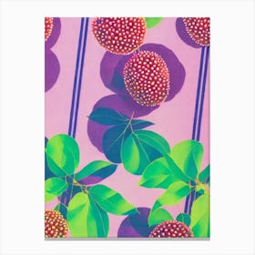 Lychee Risograph Retro Poster Fruit Canvas Print