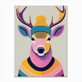 Cosy Reindeer Illustration Canvas Print