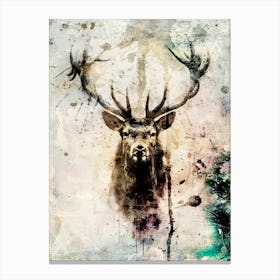 Poster Deer Stag Ink Illustration Art 02 Canvas Print