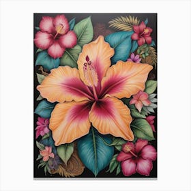 Colorful Malaysia National Flower Hibiscus Canvas Print