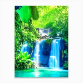Waterfalls In A Jungle Waterscape Photography 1 Canvas Print