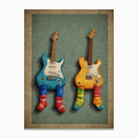 Two Guitars With Socks Canvas Print