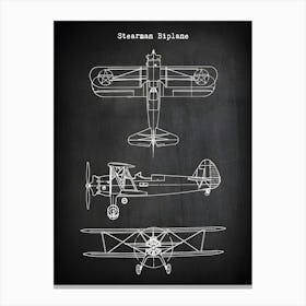 Biplane Airplane Decor Aircraft Decor Plane Decor Stearman Airplane Art Airplane Print Airplane Blueprint Aviation Plane1 Canvas Print