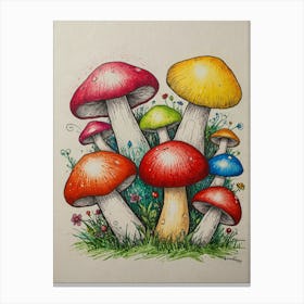 Colorful Mushrooms Canvas Print