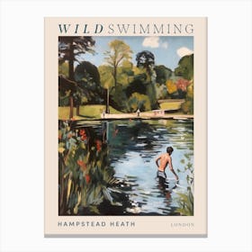 Wild Swimming At Hampstead Heath London 1 Poster Canvas Print