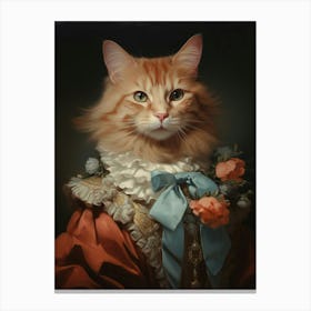 Royal Cat Portrait Rococo Style 6 Canvas Print