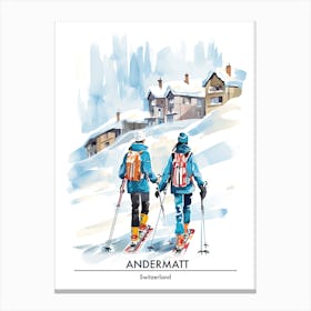 Andermatt   Switzerland Ski Resort Poster Illustration 0 Canvas Print