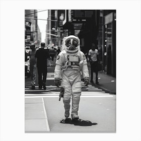 Astronaut In New York Black And White Photo Canvas Print