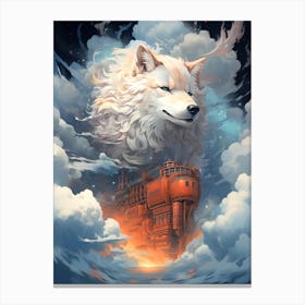 Wolf In The Clouds Canvas Print