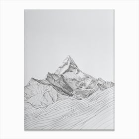 K2 Pakistanchina Line Drawing 4 Canvas Print