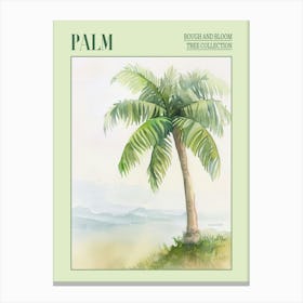Palm Tree Atmospheric Watercolour Painting 2 Poster Canvas Print