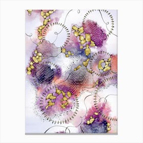 Purple And Gold Swirls on Watercolor Background Canvas Print