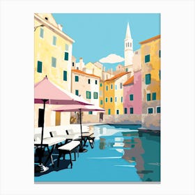 Rovinj, Croatia, Flat Pastels Tones Illustration 4 Canvas Print