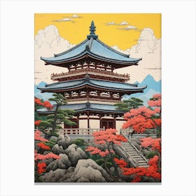 Yamadera Temple, Japan Vintage Travel Art 1 Canvas Print