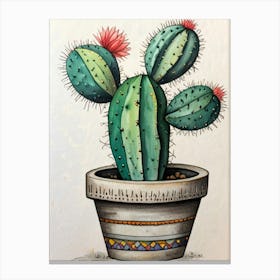 Cactus In Pot Canvas Print