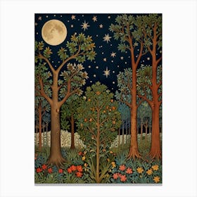 Moonlight In The Forest Style William Morris 2 Art Print Canvas Print