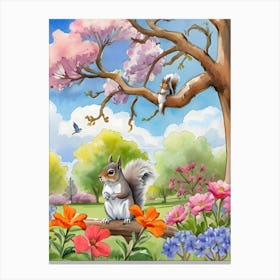 Squirrel In The Spring Canvas Print