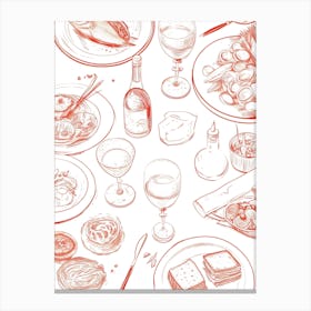 Hand Drawn Food Vector Canvas Print