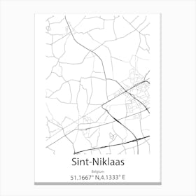 Sint Niklaas,Belgium Minimalist Map Canvas Print