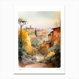 Tivoli, Italy 2 Watercolour Travel Poster Canvas Print