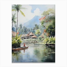 Tirta Gangga Indonesia Watercolour Painting 1 Canvas Print