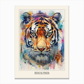 Bengal Tiger Colourful Watercolour 1 Poster Canvas Print