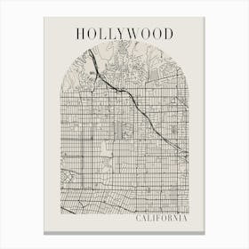 Hollywood California Boho Minimal Arch Full Beige Color Street Map Canvas Print