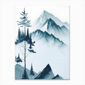 Mountain And Forest In Minimalist Watercolor Vertical Composition 77 Canvas Print