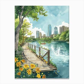 Storybook Illustration Lady Bird Lake And The Board 2 Canvas Print